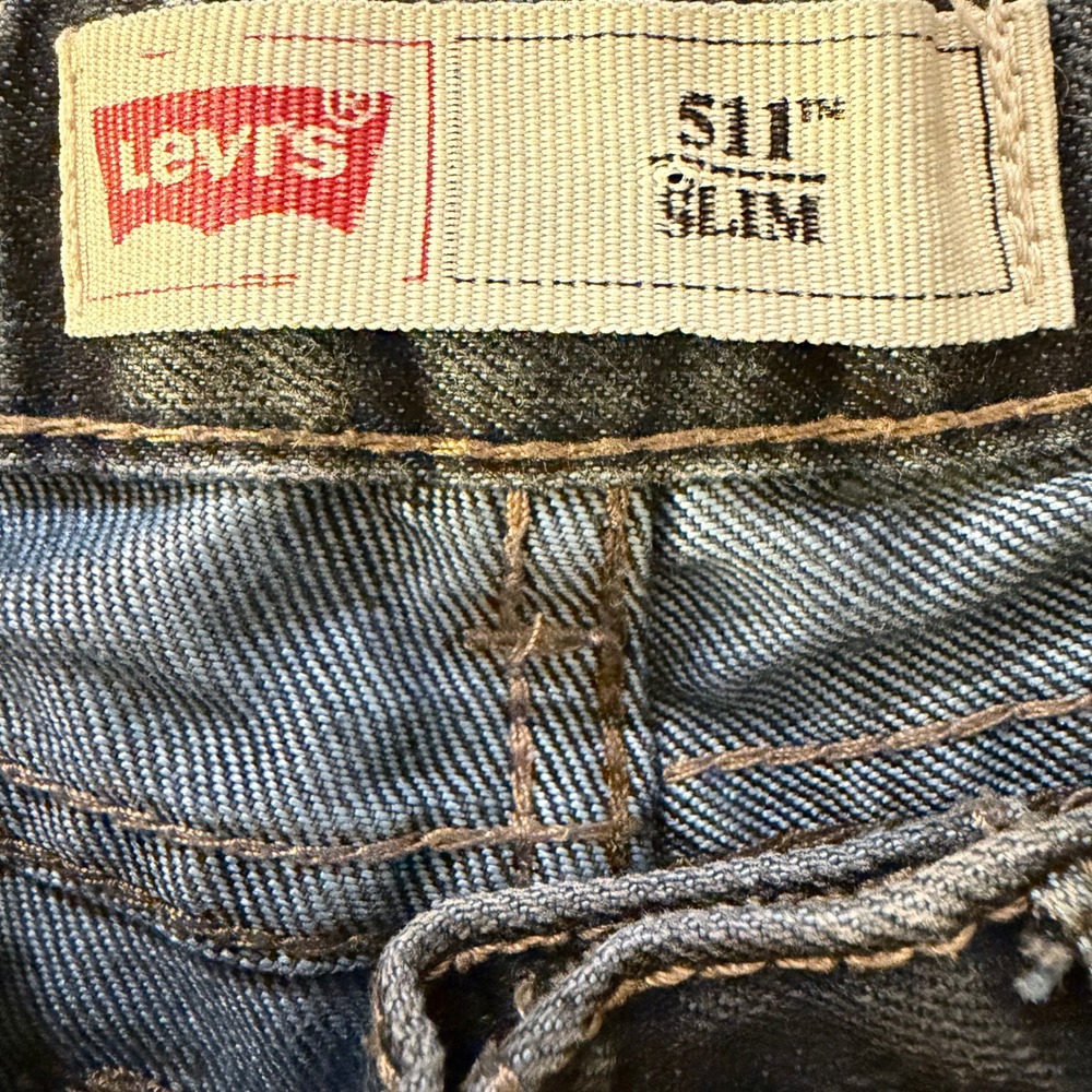 Levis 511 Slim Jeans Toddler Boys Size 3T Gray Dark Wash‎ Adjustable Waist Denim - Picture 3 of 11